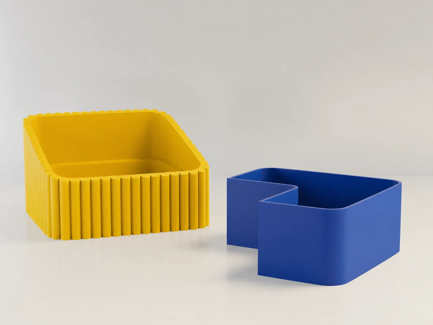 3D Baskı Fıstık Kasesi - Çift Hazneli Kabuk Ayırıcı Sunum Kasesi - Sarı Mavi görsel 2