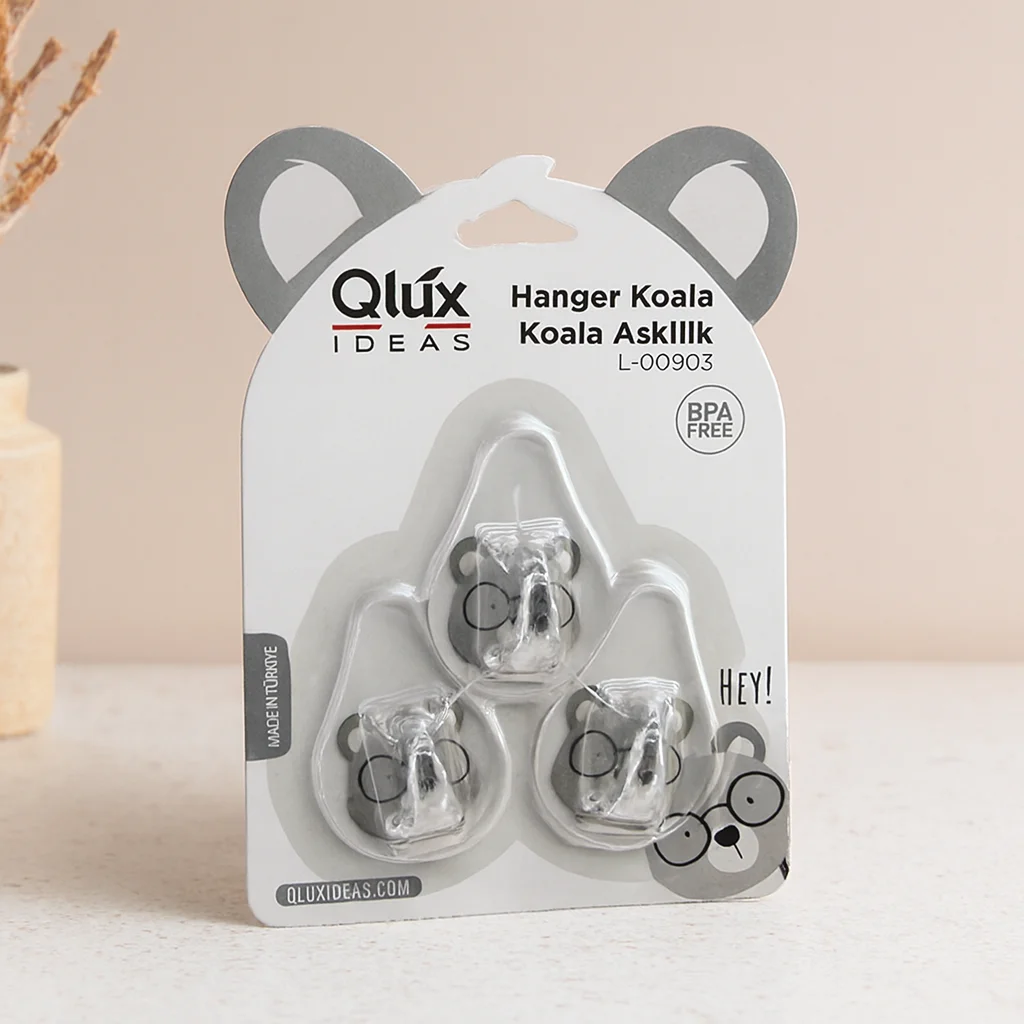 Şeffaf Yapışkanlı Askı 3'lü (Koala Tip)