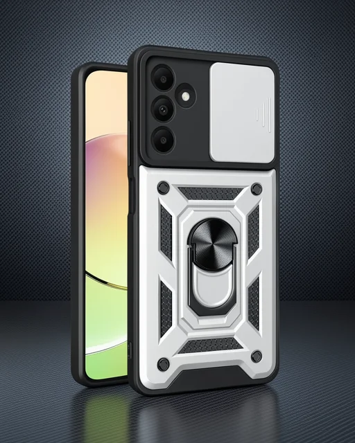 Samsung Galaxy M15 Kılıf Pars Lens Yüzüklü Silikon - Gümüş