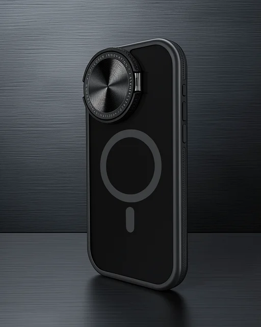 Apple İphone 15 Pro Kılıf Teleskop Lens Magsafe Silikon Kapak - Siyah