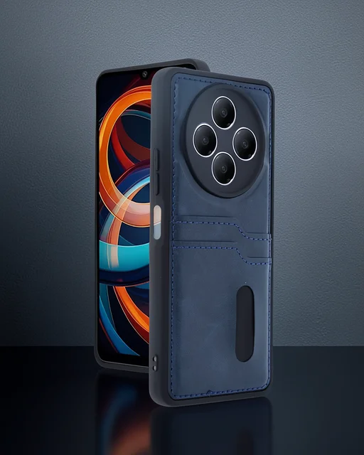 Xiaomi Redmi 14c Kılıf Sara Kartvizitli Deri Kılıf - Lacivert