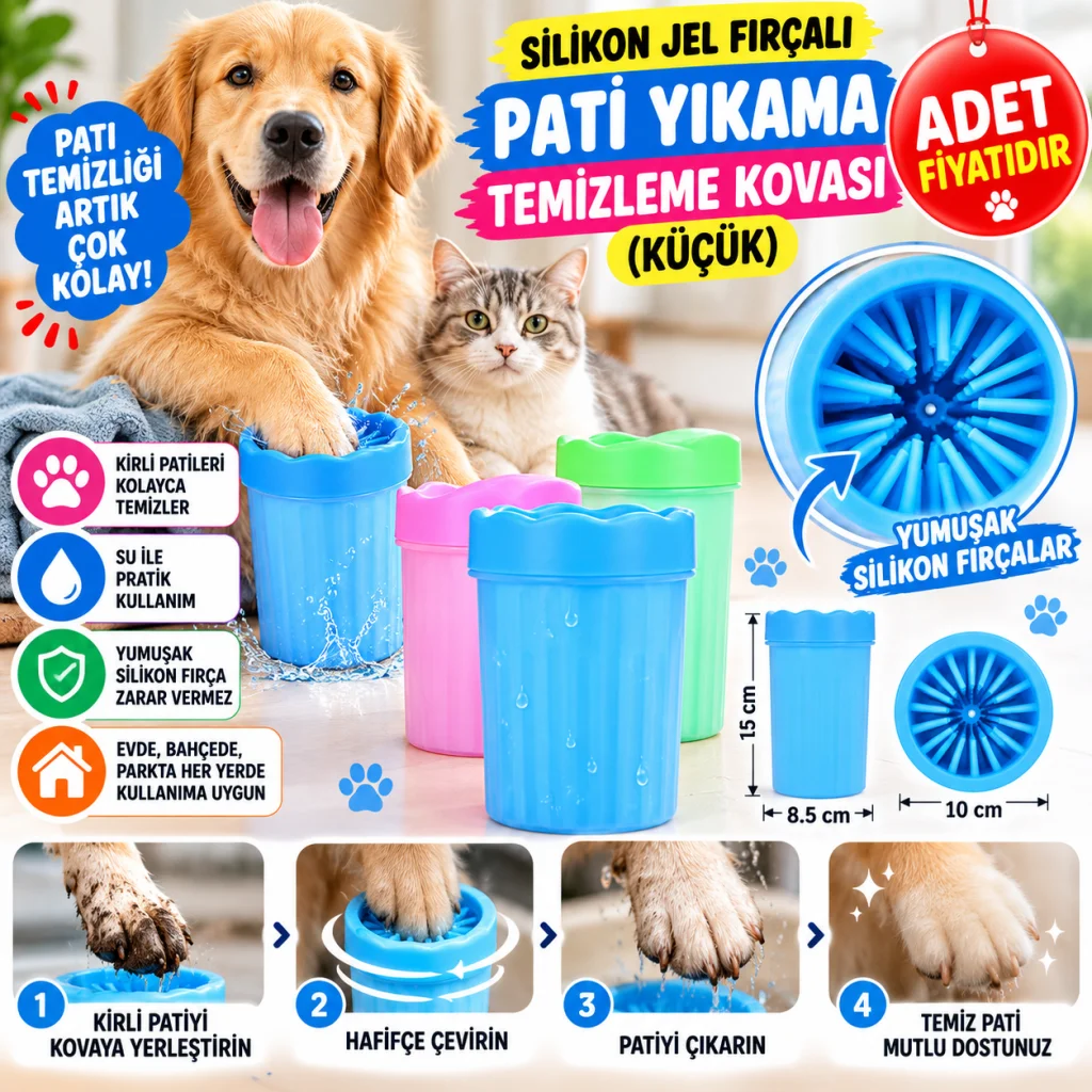 Silikon Jel Fırçalı Kedi Köpek Pati Ayak Yıkama Temizleme Kovası (Küçük)(adet fiyatıdır)
