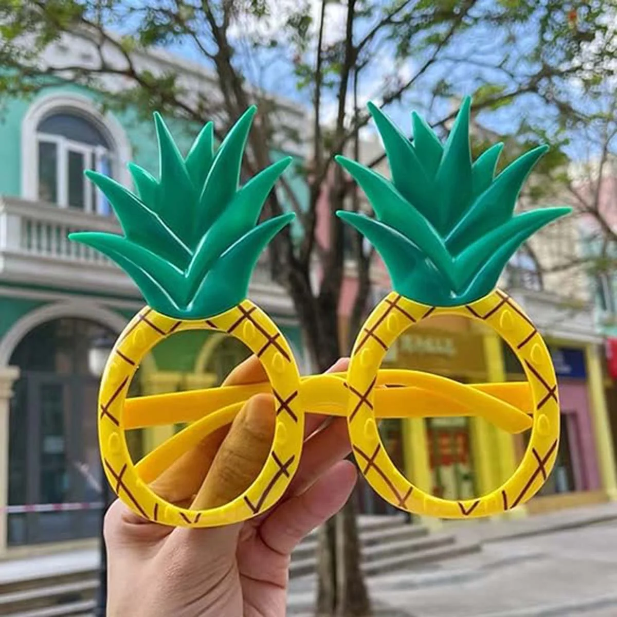 Tropikal Hawaii Ananas Şekilli Parti Gözlüğü 9.5 x 14 cm görsel 4