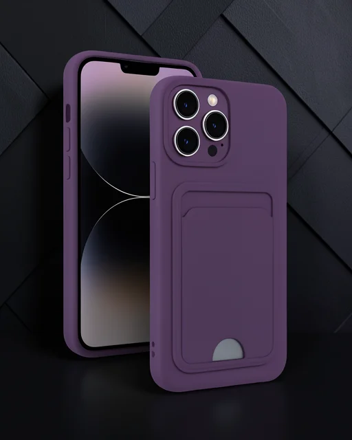 Apple İphone 13 Pro Kılıf Kelvin Kartvizitli Silikon - Derin Mor