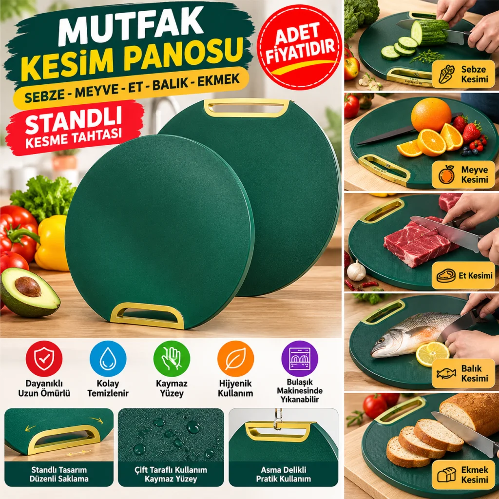 Mutfak Sebze,Meyve,Et,Balık,Ekmek Doğrama Kesme Tahtası Standlı Kesim Panosu (adet fiyatıdır)