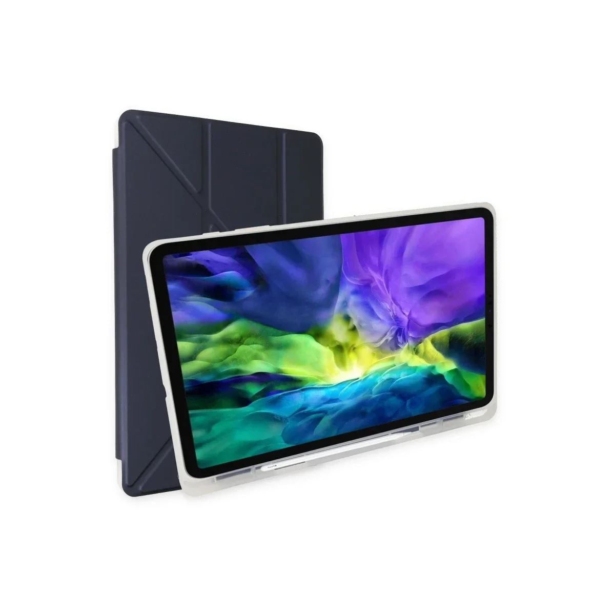 Apple iPad 10.2 (8.nesil) Kılıf Kalemlikli Mars Tablet Kılıfı - Lacivert