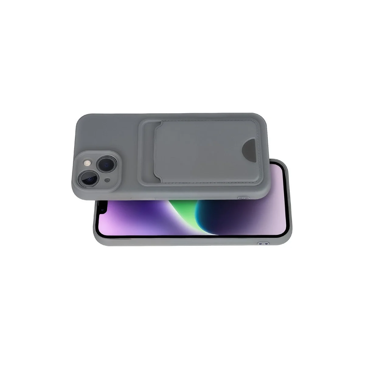 Apple İphone 14 Kılıf Kelvin Kartvizitli Silikon - Gri görsel 3