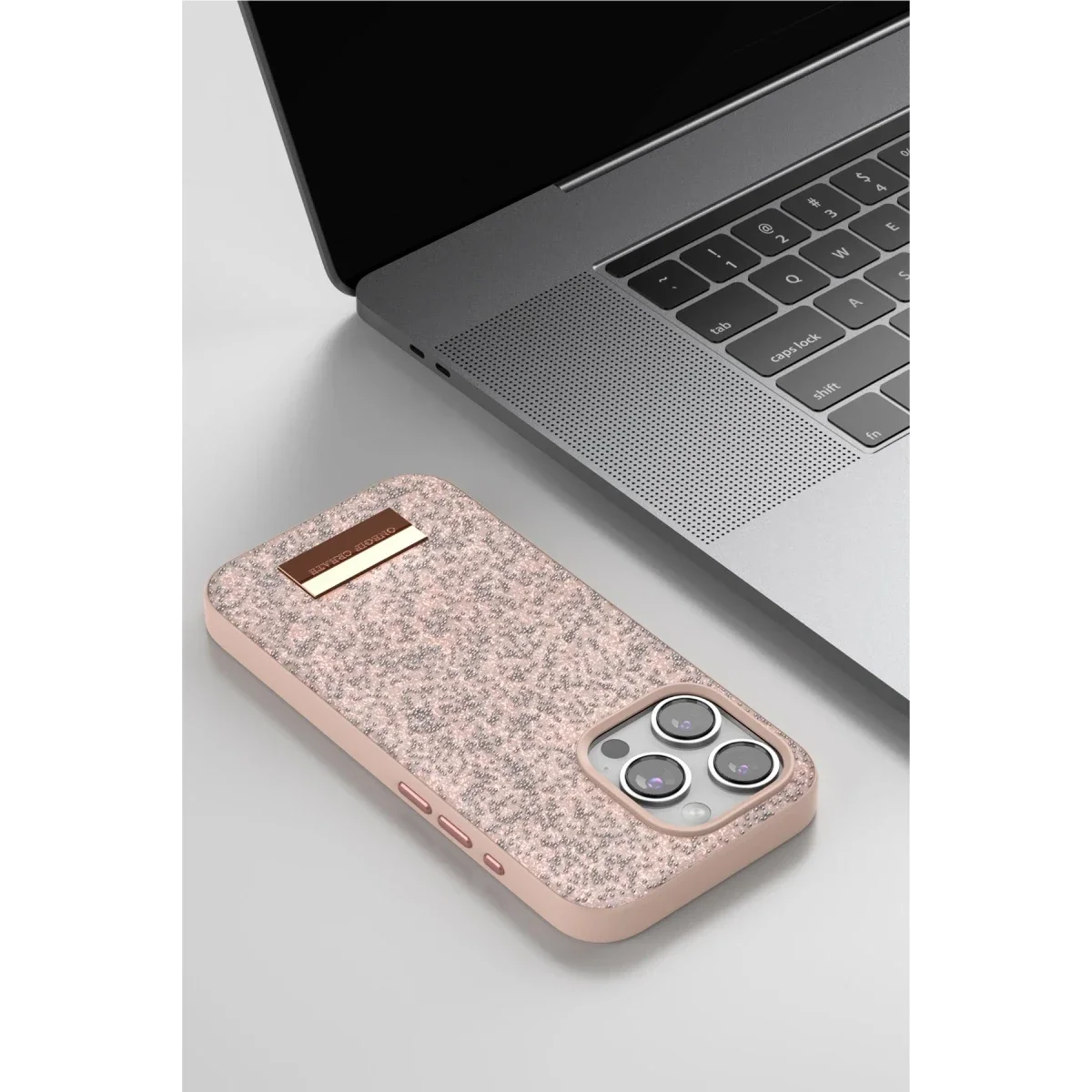 Onegif Apple iPhone 15 Pro Max Bright Simli Kapak - Gold görsel 3