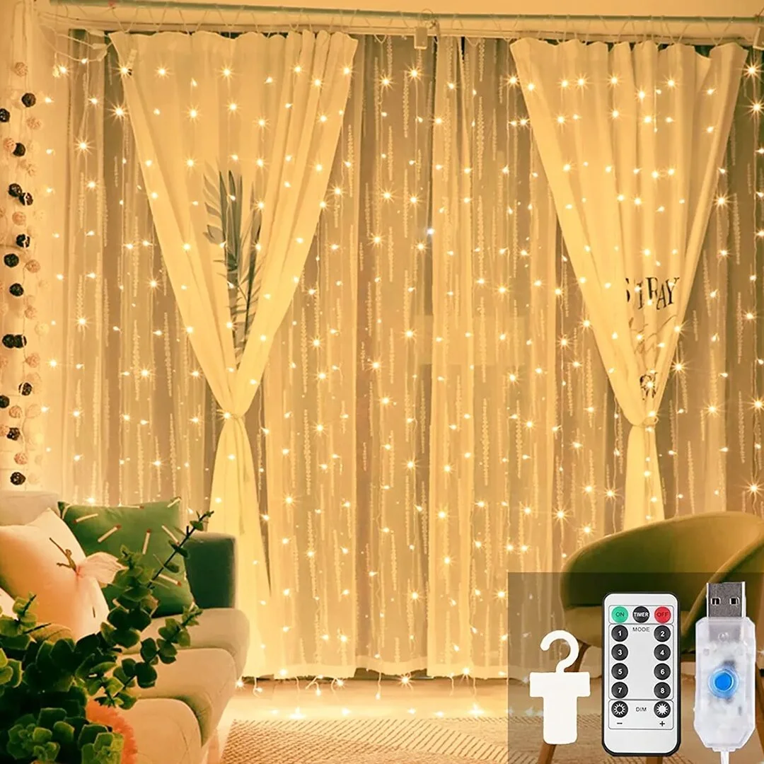 Beyaz Usb 3X3 Mt - 200 Led Peri Led Dekor Lamba