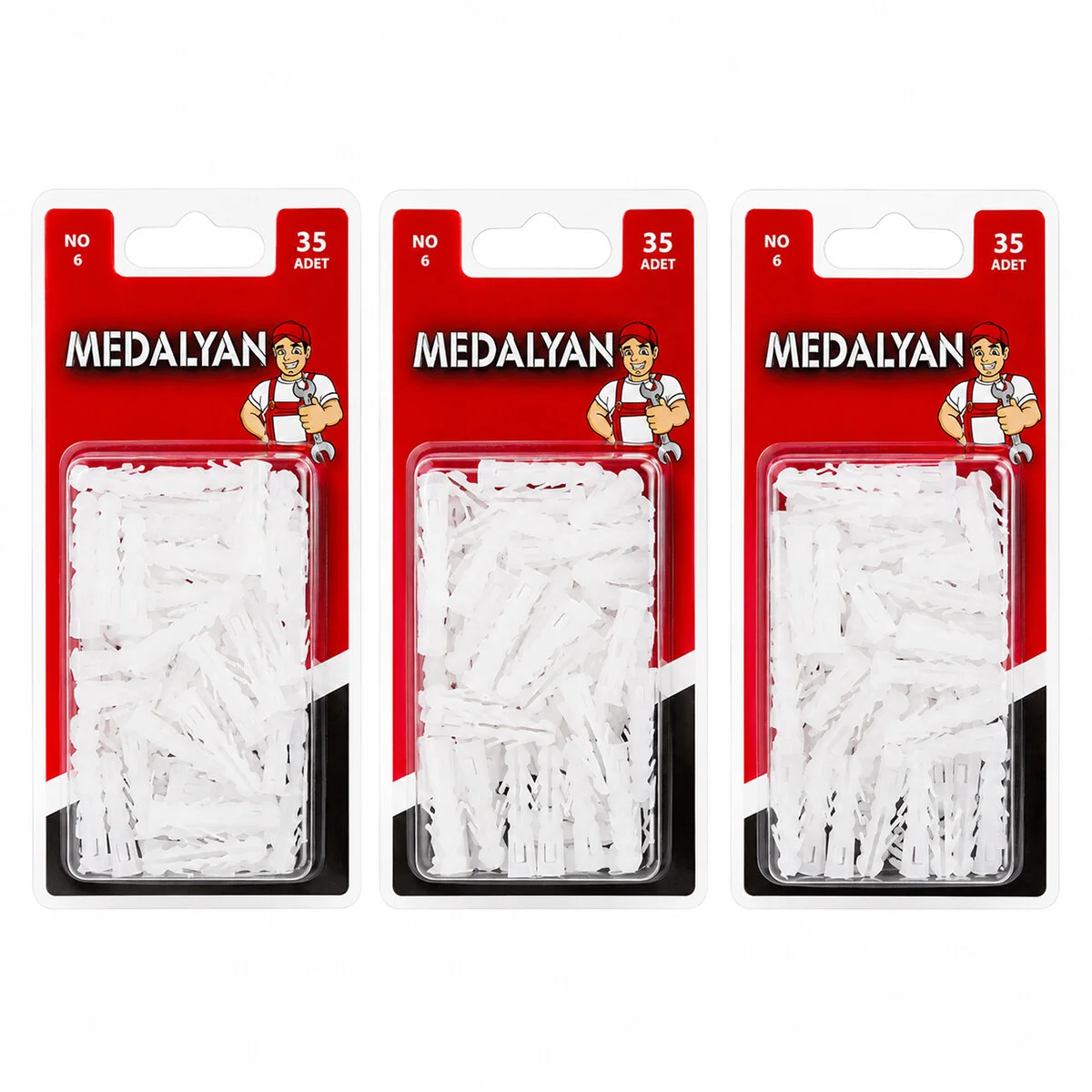 420 Adet NO-6 Dübel Beyaz - Plastik 12X35PCS