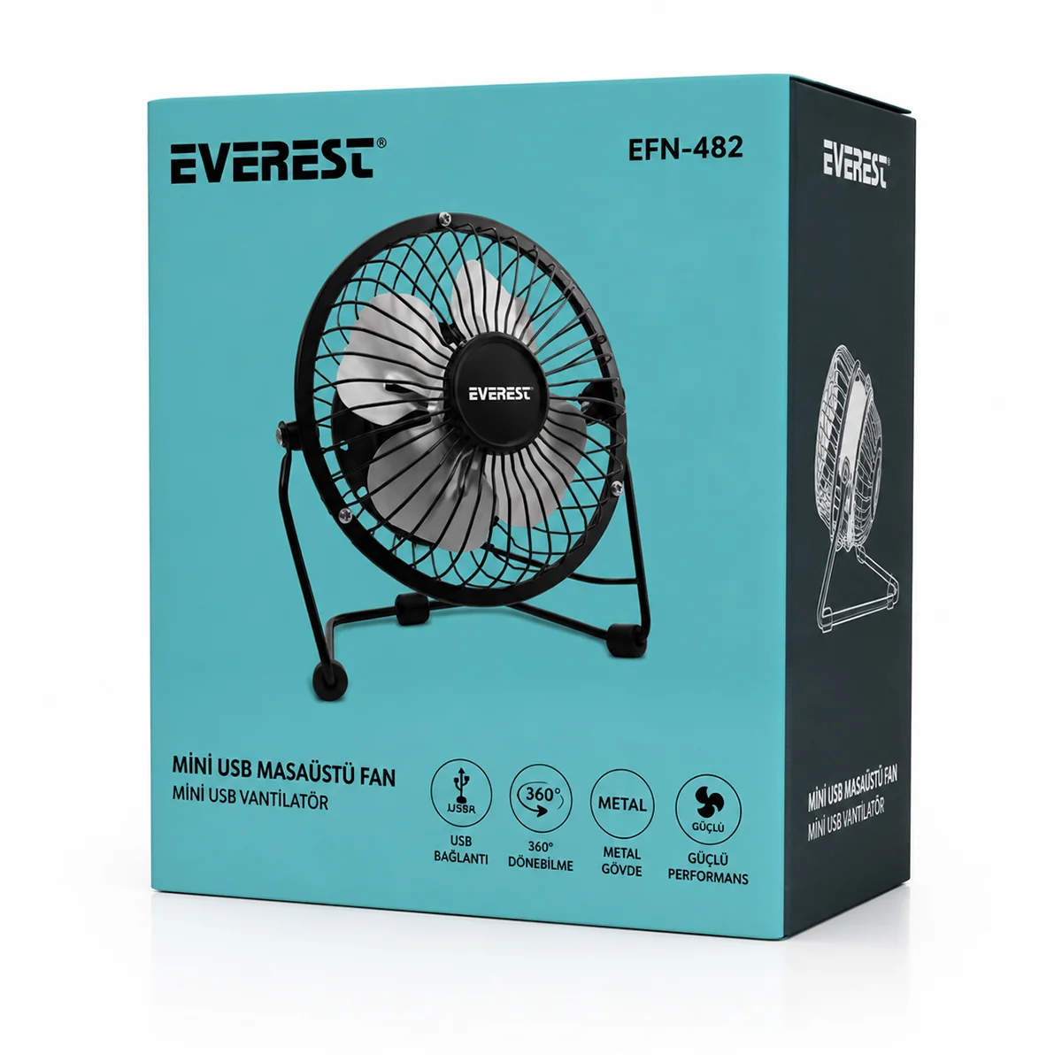 USB Şarjlı Metal Mini Masaüstü Fan 14.5x7.5x15 cm görsel 4