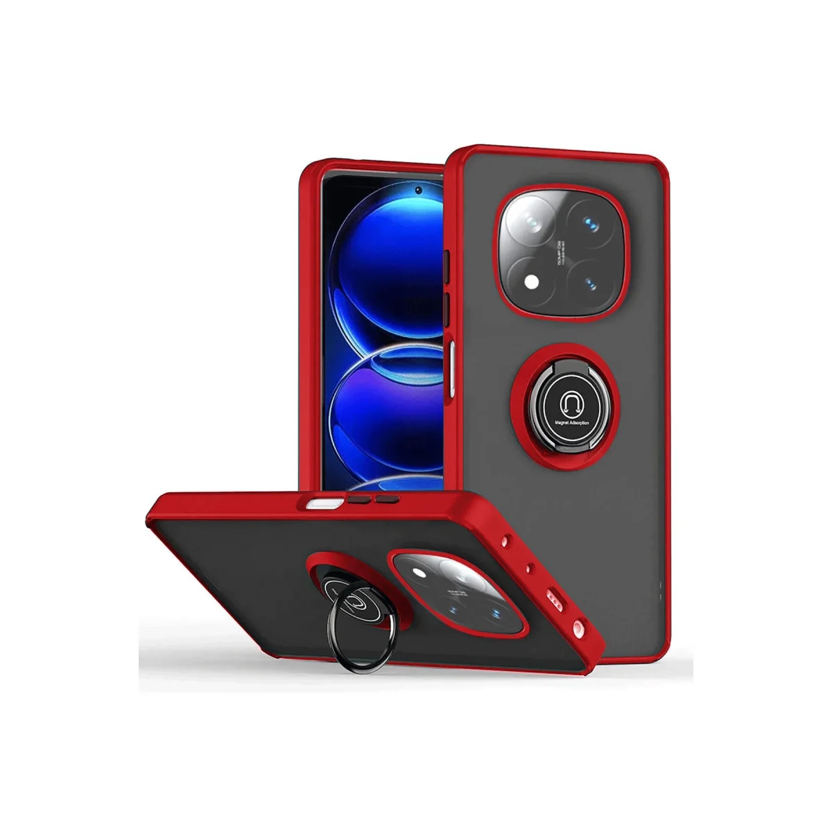 Xiao Red Note 14 Pro 5g Kılıf Montreal Yüzüklü Silikon Kapak - Kırmızı
