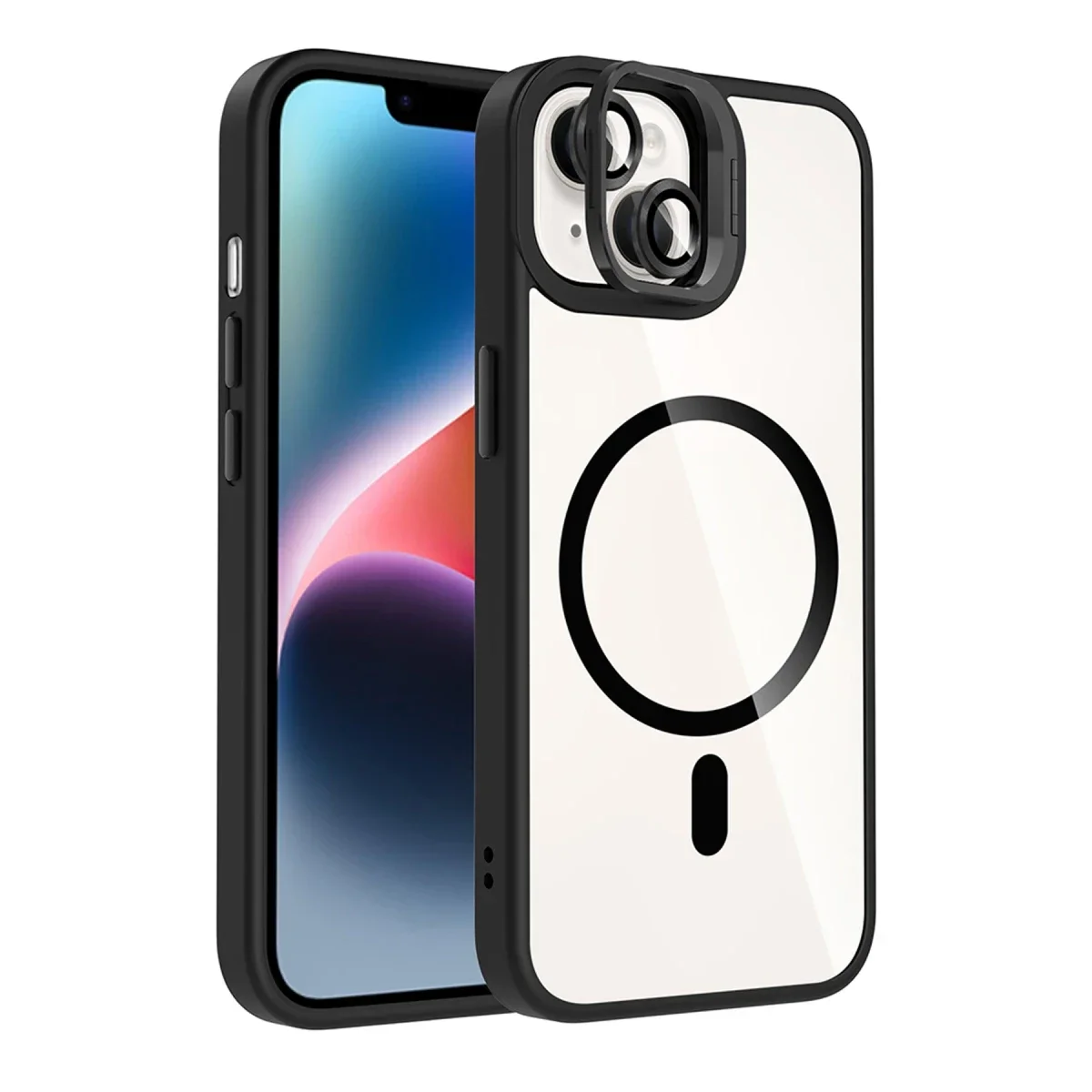 Joko Apple iPhone 15 Plus Remim Lensli Magsafe Standlı Kapak - Siyah