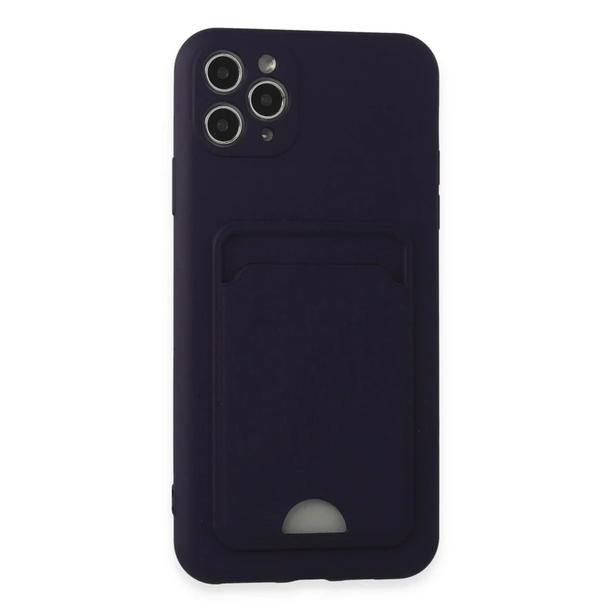 Apple iPhone 11 Pro Max Kılıf Kelvin Kartvizitli Silikon - Derin Mor