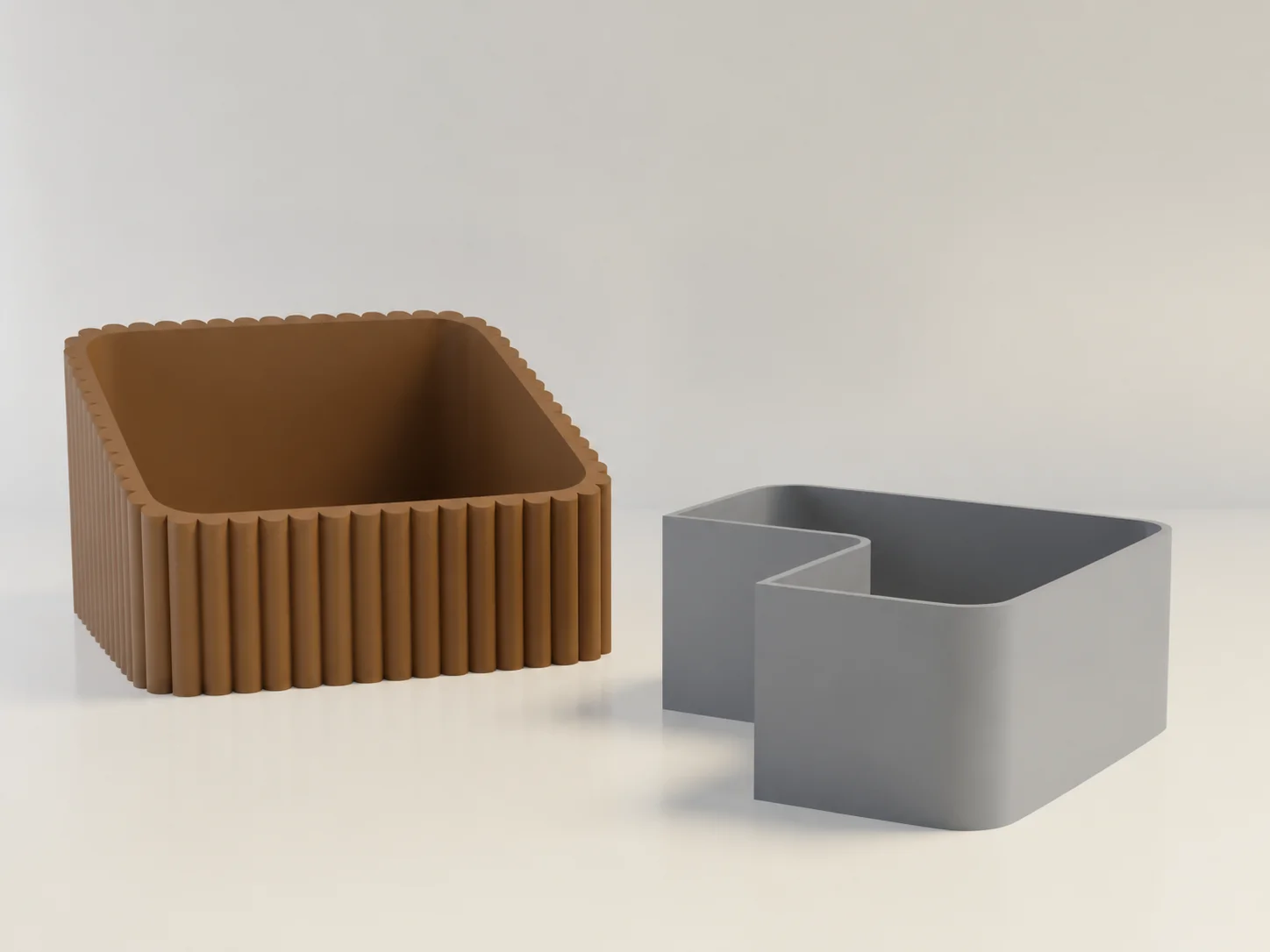 3D Baskı Fıstık Kasesi - Çift Hazneli Kabuk Ayırıcı Sunum Kasesi - Kahverengi Gri görsel 2