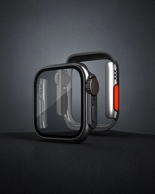 Apple Watch 44mm Watch 49mm Kasa Dönüştürücü Ve Ekran Koruyucu - Siyah
