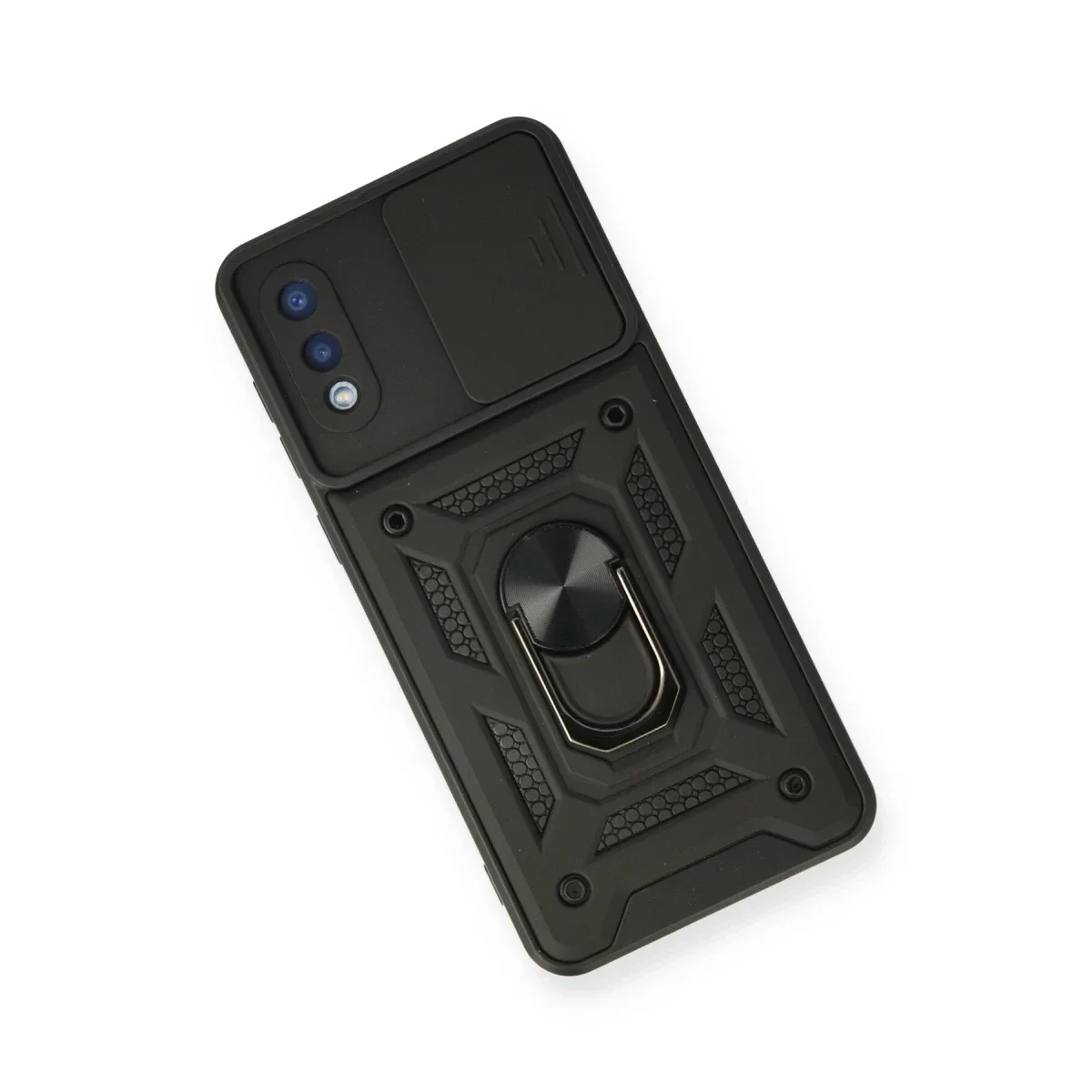 Samsung Galaxy A02 Kılıf Pars Lens Yüzüklü Silikon - Siyah görsel 3