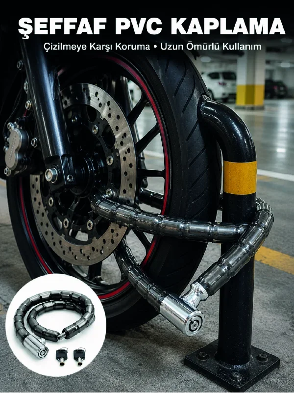 Şeffaf PVC Kaplamalı Dayanıklı Motosiklet ve Bisiklet Güvenlik Kilidi