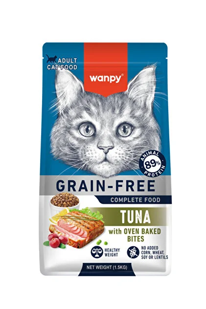 Tahılsız ton balıklı yetişkin kedi maması 1, 5 kg (wanpy)
