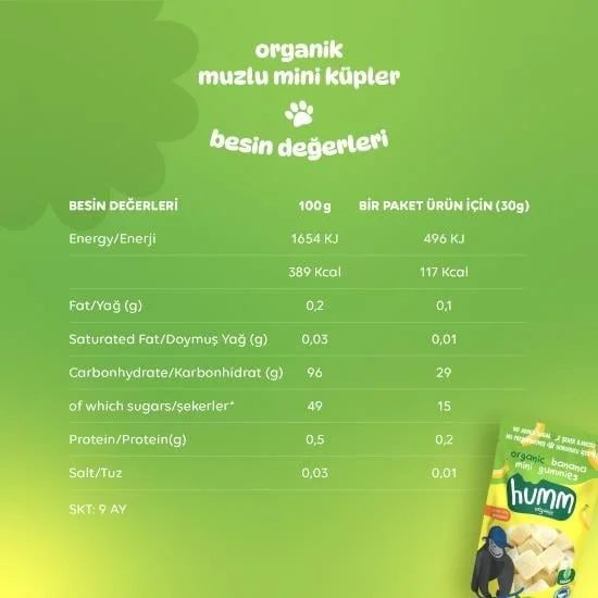 Humm Organik Muzlu Glutensiz Vegan Mini Küpler 30 Gr görsel 5
