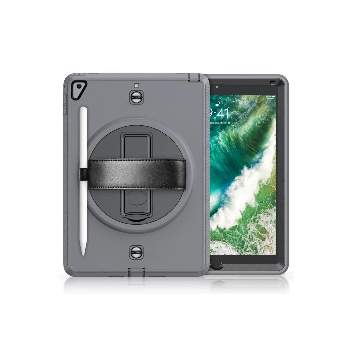 Apple iPad 5 Air 9.7 Kılıf Strap-C Otterbox Tablet Kapak - Gri görsel 2