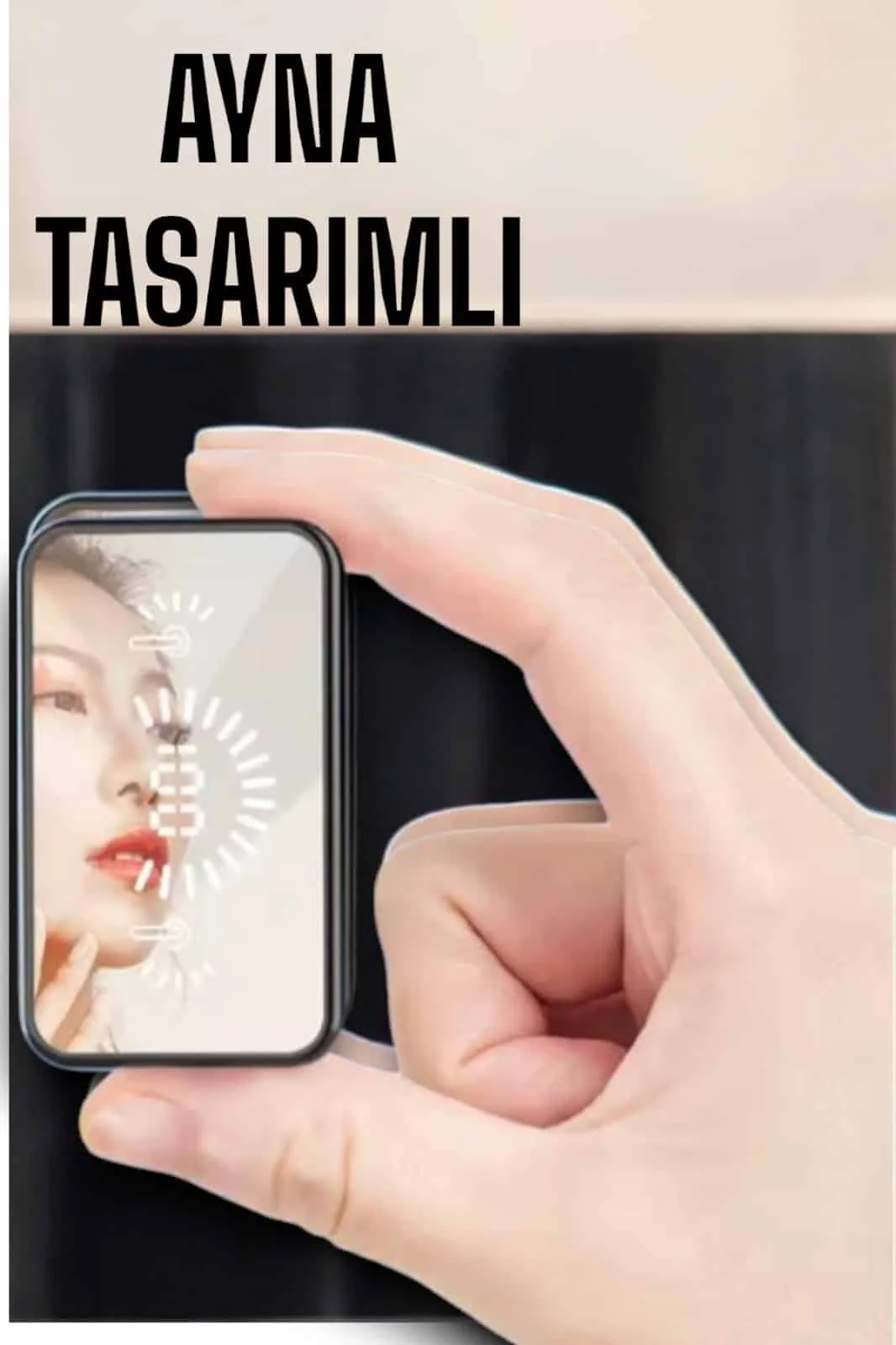 Aynalı Bluetooth Kulaklık Telefon Standlı Dijital Göstergeli görsel 4