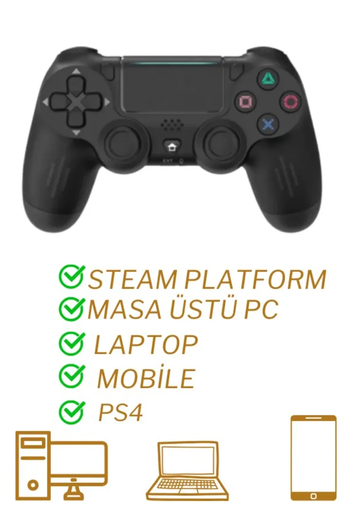 Ps4 Kol Wireless Bt Kablosuz Oyun Kolu Ps4 Joystick Tablet Telefon Pc Uyumlu Titreşimli Oyun Kolu görsel 2