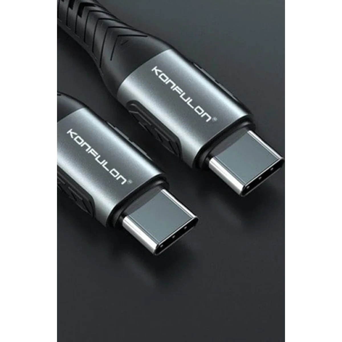 Konfulon DC43 Type-C to Type-C 1M Örgü 60W Hızlı Şarj Kablo - Siyah görsel 3