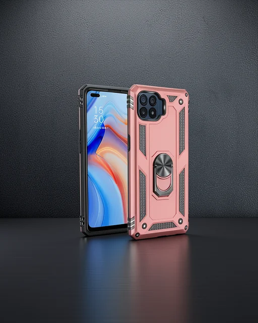 Oppo Reno 4 Lite Kılıf Sofya Yüzüklü Silikon Kapak - Rose