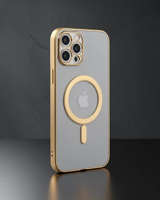 Apple İphone 12 Pro Kılıf Magneticsafe Lazer Silikon - Gold