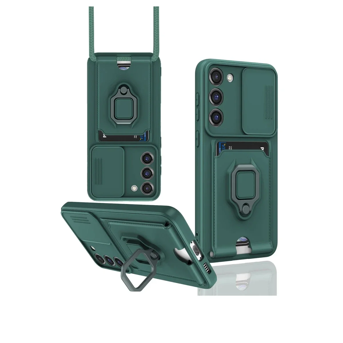 Samsung Galaxy S24 Plus Kılıf Zuma Kartvizitli Yüzüklü Silikon - Yeşil