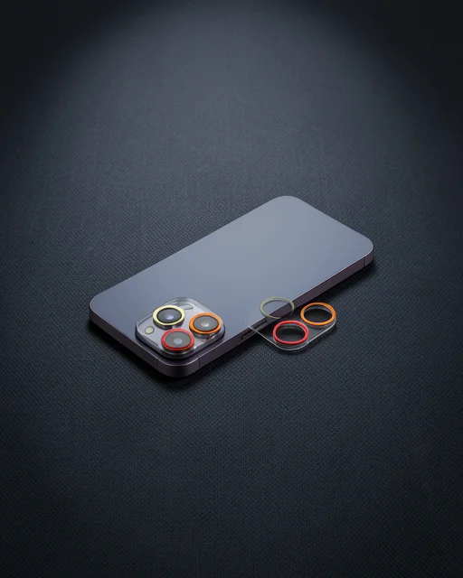 Apple İphone 12 Pro Max Renkli Kamera Lens Koruma Cam - Turuncu-kırmızı