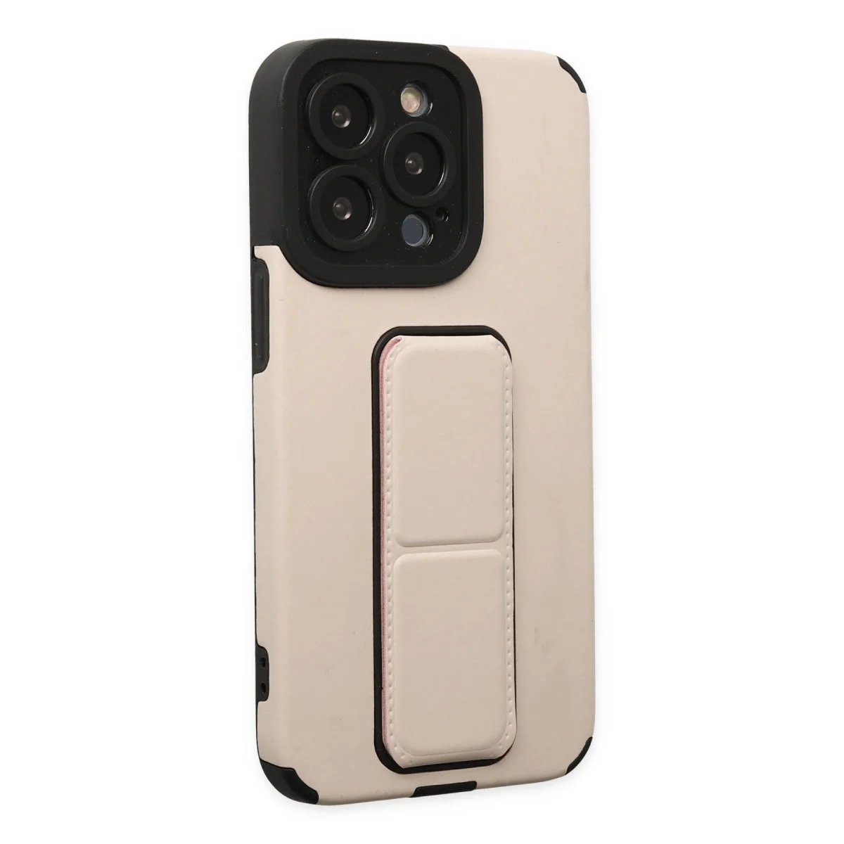 Apple İphone 13 Pro Max Kılıf Mega Standlı Silikon - Gold görsel 5