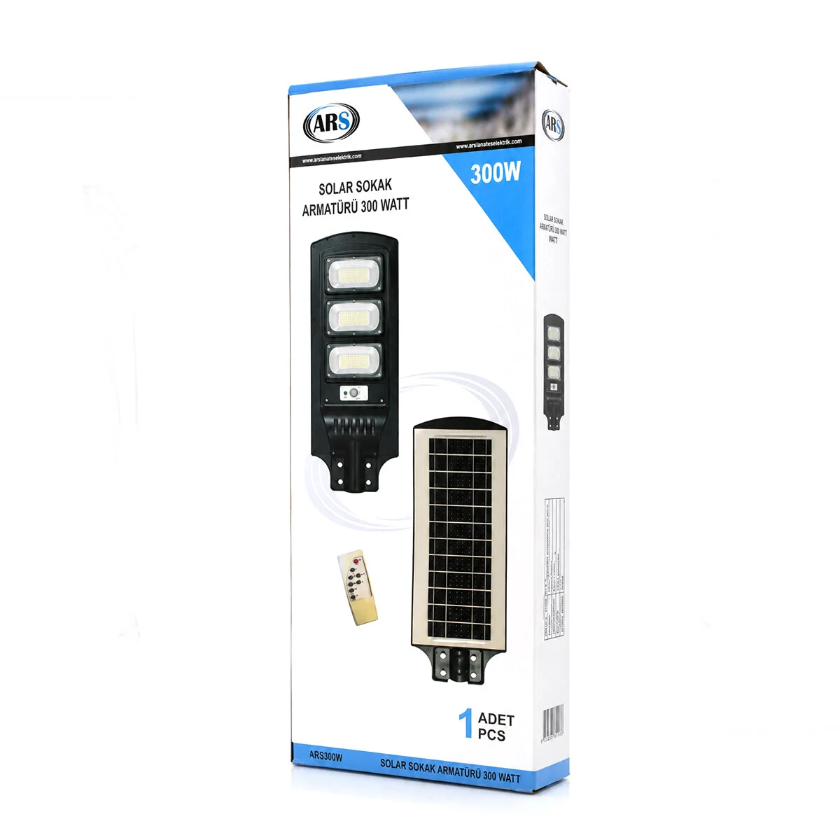 300W - 6500K Solar - Güneş Enerjili Sokak Lambası - Armatür Sensörlü Bahçe-balkon-sokak ARS-348966 görsel 5