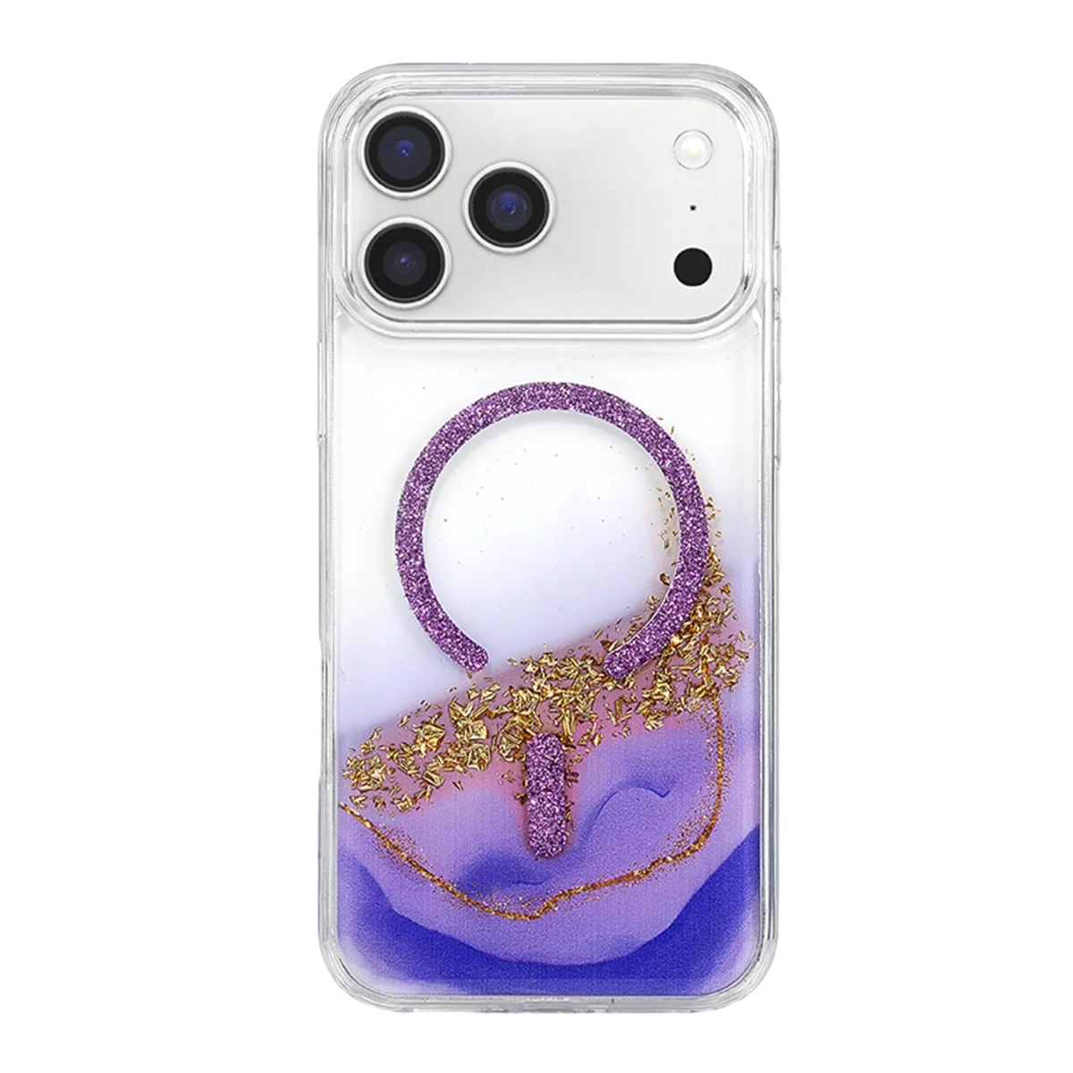 Onegif Apple İphone 17 Pro Lotus Simli Magsafe Kapak - Mor görsel 3