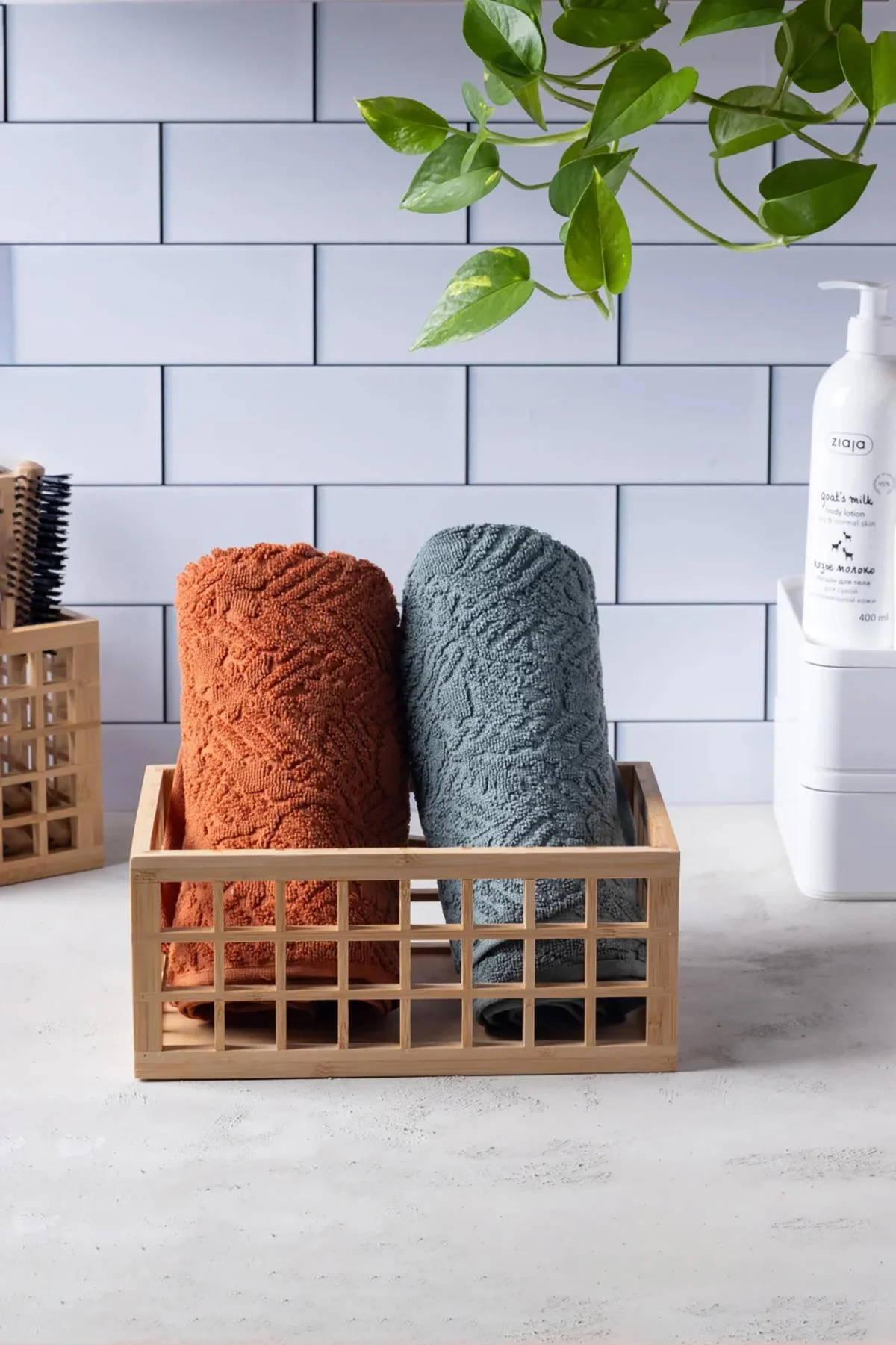 Bambu Organizer Büyük Dolap İçi Düzenleyici Sepet 18x26 cm görsel 2