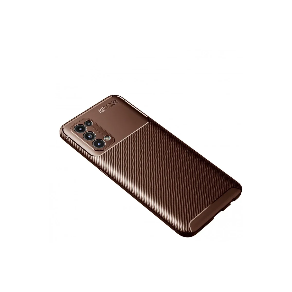 Oppo Reno 5 Kılıf Auto Focus Karbon Kapak - Kahverengi görsel 2