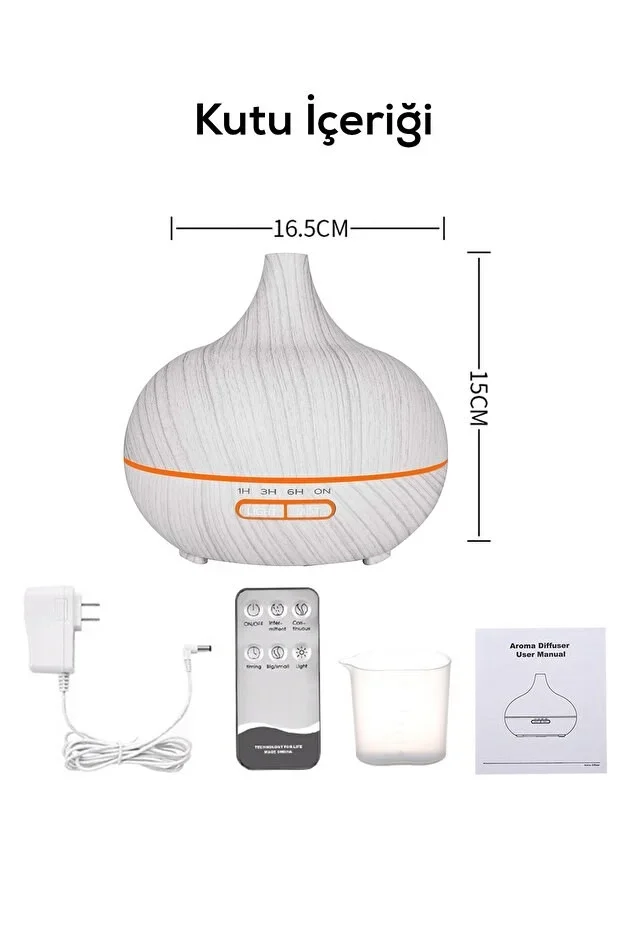 Aroma Difüzör Gece Işığı 7 Led Nemlendirici Kumandalı 550 ml Buhar Makinesi görsel 4