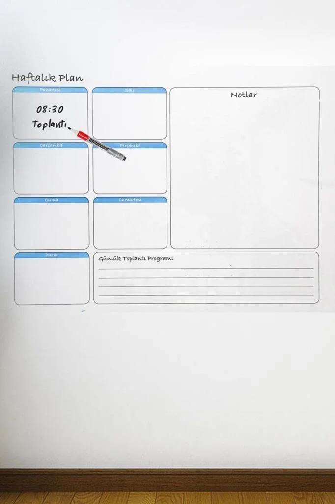 Haftalık Planlayıcı Manyetik Duvar Stickerı Takvim 56 cm x 70 cm görsel 4