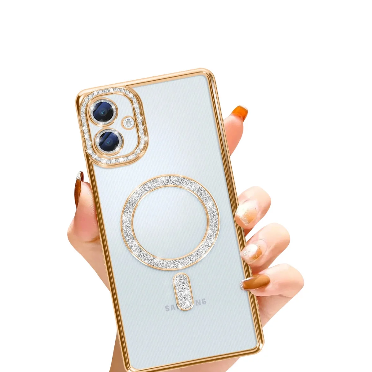 Samsung Galaxy A06 Joke Simli Magneticsafe Kılıf - Gold görsel 2