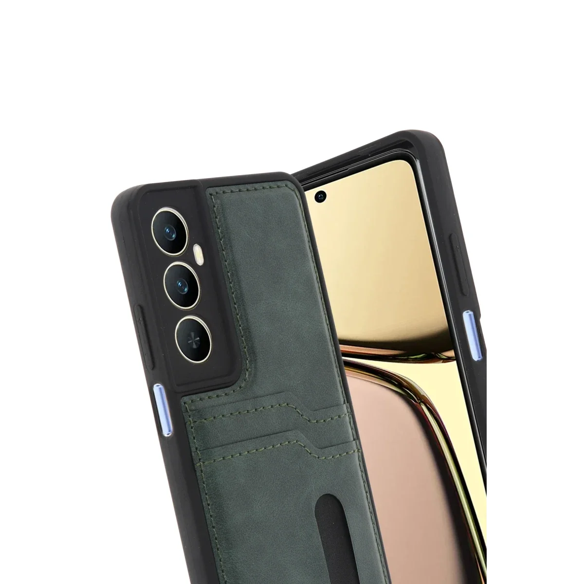 Realme C65 Sara Kartvizitli Deri Kılıf - Yeşil görsel 3