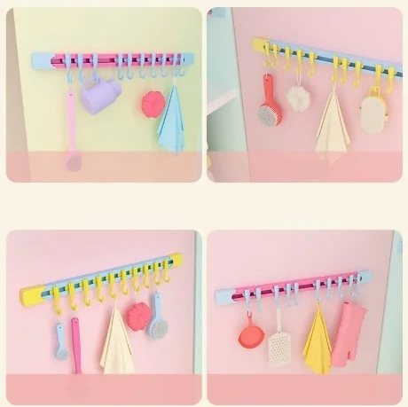10 Kancalı Raylı Mutfak ve Banyo Düzenleyici Askı 30 cm görsel 4