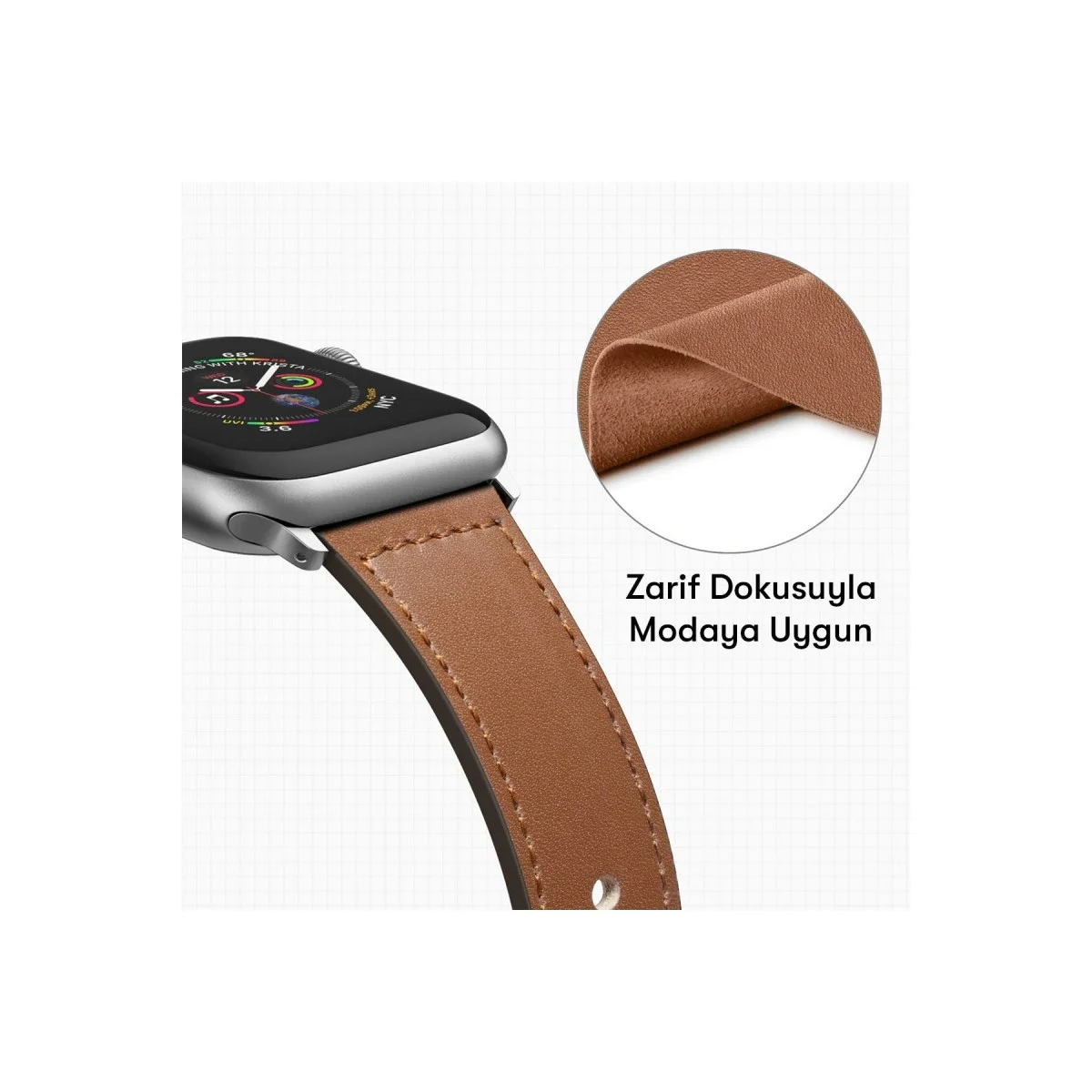 Apple Watch 38mm Kr415 Luaz Deri Kordon (saat Değildir) - Kırmızı görsel 3