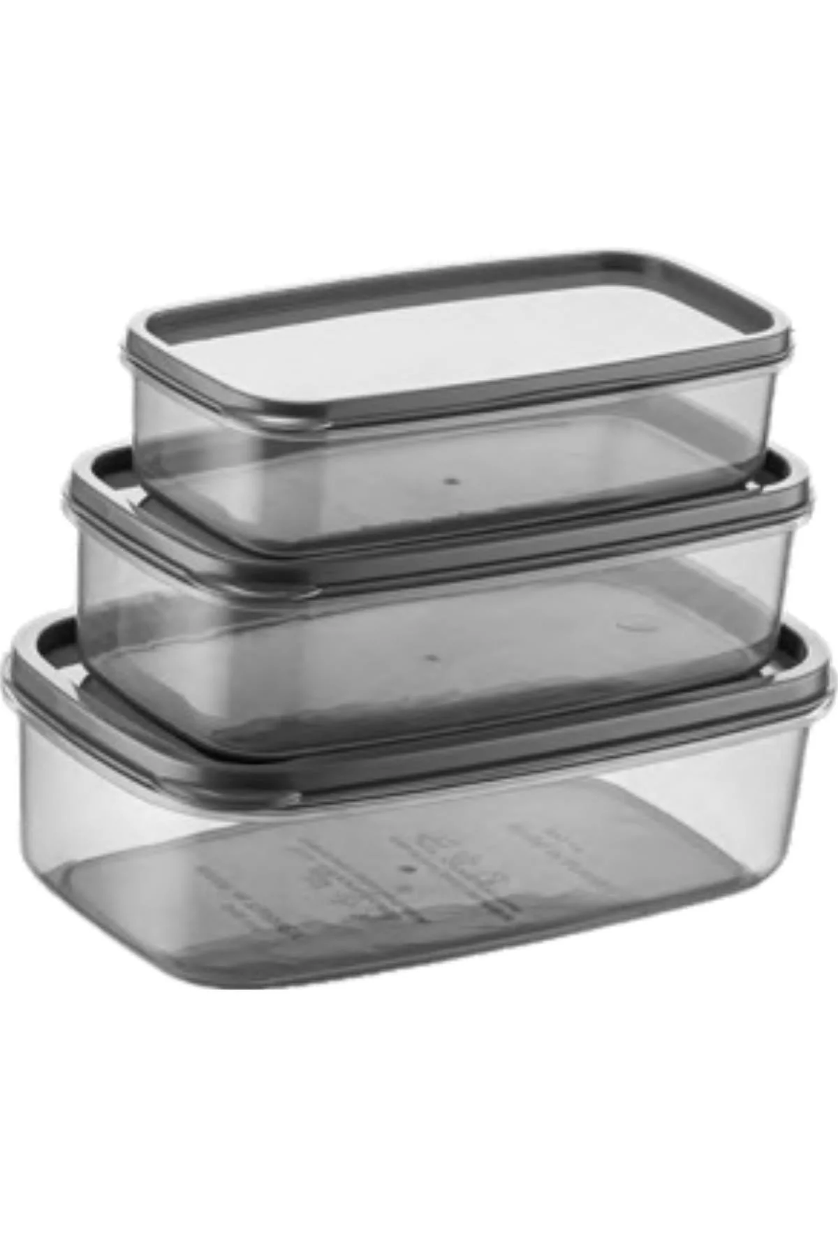 Oval 3 Parça Hava Almaz Sızdırmaz Saklama Kabı Seti Füme (300/500/800 ml) görsel 2