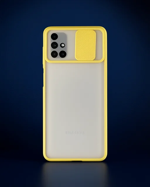Samsung Galaxy M51 Kılıf Palm Buzlu Kamera Sürgülü Silikon - Sarı