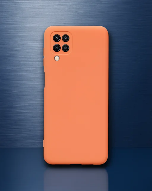 Samsung Galaxy A12 Kılıf Nano İçi Kadife Silikon - Turuncu