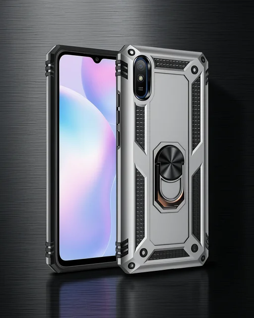 Xiaomi Redmi 9a Kılıf Sofya Yüzüklü Silikon Kapak - Gümüş
