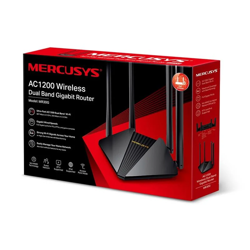 Mercusys MR30G AC1200 867/5GHZ 300/2.4GHZ Dual Band Kablosuz Gıgabıt Router