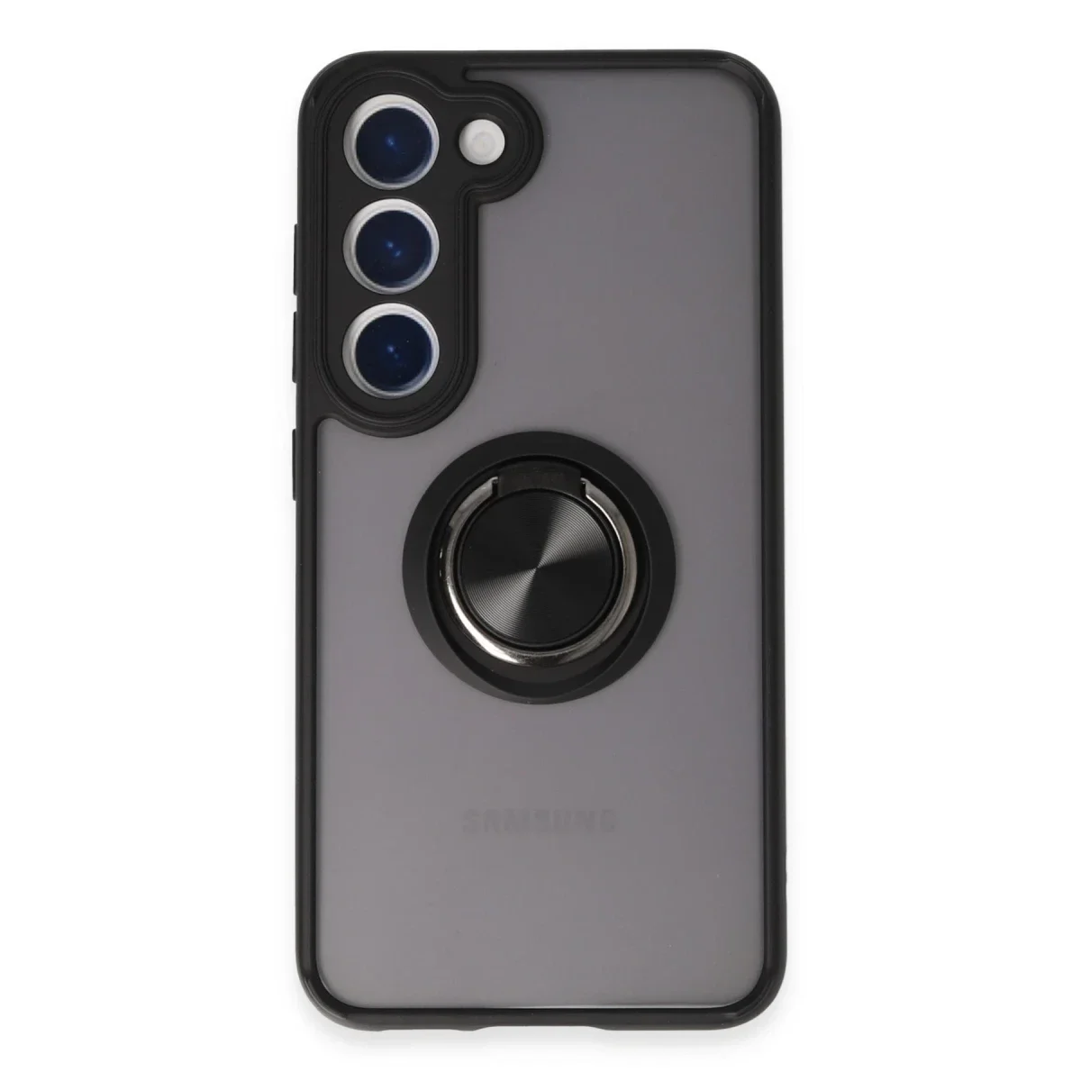 Samsung Galaxy S23 Kılıf Montreal Yüzüklü Silikon Kapak - Siyah