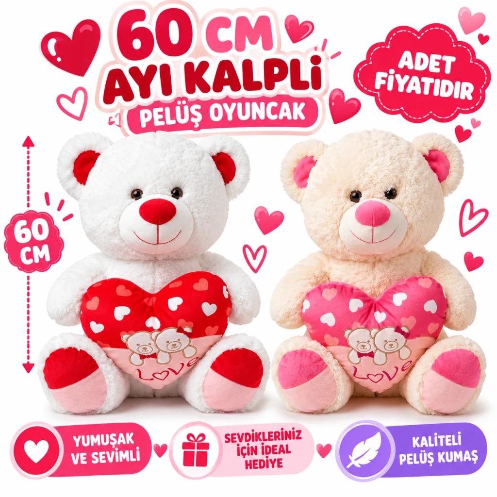 PL50241 60 CM AYI KALPLİ PELUŞ OYUNCAK (adet fiyatıdır)